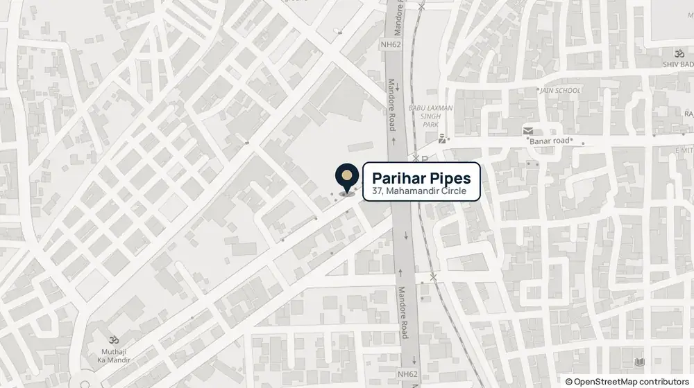 Map showing Parihar Pipes at 37, Mahamandir Circle, Jodhpur, west of Mandore Road (NH62)